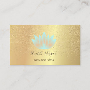Carte De Visite Professeur de yoga élégant lotus or confetti