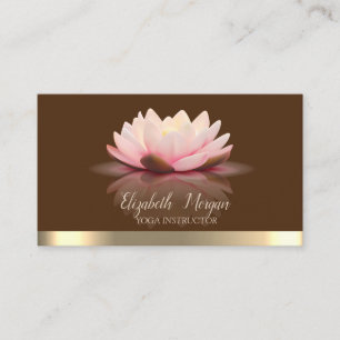 Carte De Visite Professeur de yoga élégant marron à rayure dorée l