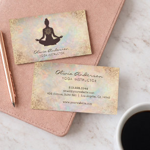 Carte De Visite Professeur de Yoga en Opale Douce de Luxe Coach de