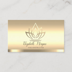 Carte De Visite Professeur de Yoga Fleur de Lotus en Or Chic