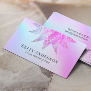Carte De Visite Professeur de Yoga Fleur de Lotus Holographique Vi
