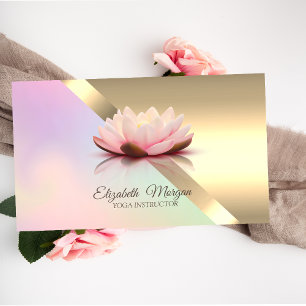 Carte De Visite Professeur de Yoga Fleur de Lotus Or Chic Élégant