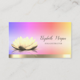Carte De Visite Professeur de Yoga Fleur de Lotus Rayure Dorée