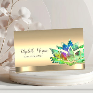 Carte De Visite Professeur de Yoga Fleur de Lotus Verte Chic