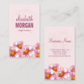 Carte De Visite Professeur de yoga - Fleurs de Boutique Rose (Devant / Derrière)