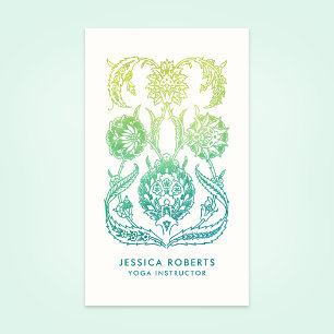 Carte De Visite Professeur de Yoga Floral Boho Sarcelle et Vert Ci