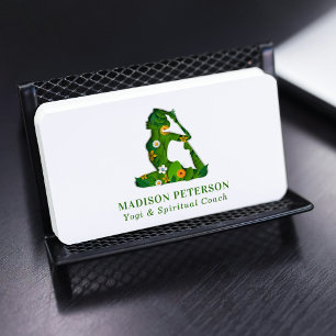 Carte De Visite Professeur de Yoga Floral Coach Spirituel