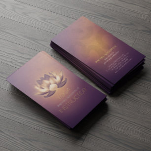 Carte De Visite Professeur de yoga Lotus et symbole OM brillants v