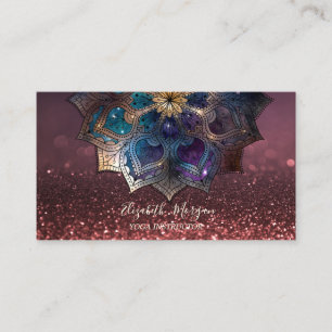 Carte De Visite Professeur de yoga Mandala Gold chic Bokeh