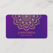 Carte De Visite Professeur de Yoga Mandala Moderne Sarcelle & Or (Devant)