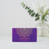 Carte De Visite Professeur de Yoga Mandala Moderne Sarcelle & Or (Debout devant)