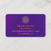 Carte De Visite Professeur de Yoga Mandala Moderne Sarcelle & Or (Dos)