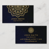 Carte De Visite Professeur de Yoga Mandala Moderne Sarcelle & Or (Devant / Derrière)