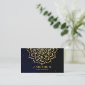 Carte De Visite Professeur de Yoga Mandala Moderne Sarcelle & Or (Debout devant)