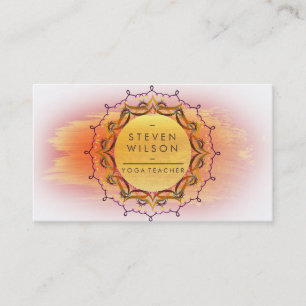 Carte De Visite Professeur de Yoga Mandala Watercolor Massage holi