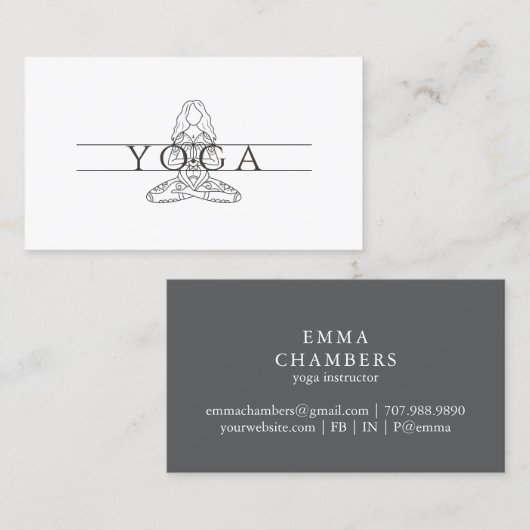 Carte De Visite Professeur de yoga moderne élégant simple pose du (Devant / Derrière)
