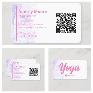 Carte De Visite Professeur de Yoga moderne violet