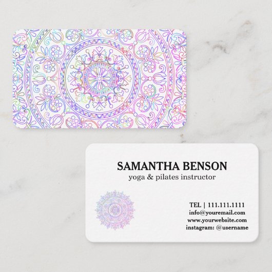Carte De Visite Professeur de Yoga Pilates Mandala (Devant / Derrière)