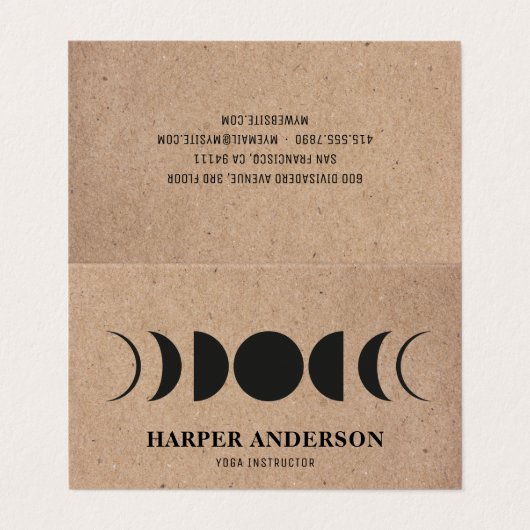 Carte De Visite Professeur de Yoga Pleine lune moderne (Extérieur déplié)
