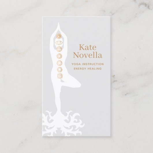 Carte De Visite Professeur de yoga, Pose d'arbre avec racines et c (Devant)