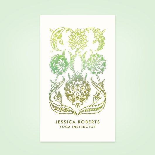 Carte De Visite Professeur de yoga professionnel vert olive cool