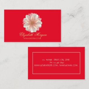 Carte De Visite Professeur de yoga, Rouge, Lotus doré élégant