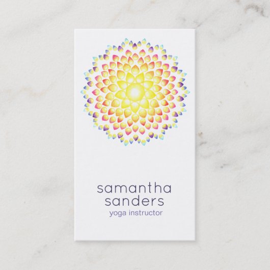 Carte De Visite Professeur de Yoga Shining Rainbow Mandala (Devant)
