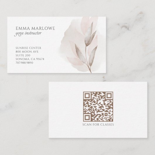 Carte De Visite Professeur de Yoga Simple (Devant / Derrière)