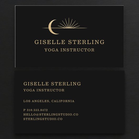 Carte De Visite Professeur de Yoga Soleil Lune Céleste
