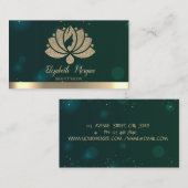 Carte De Visite Professeur de Yoga Vert,Salon de Beauté Lotus (Devant / Derrière)