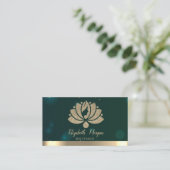 Carte De Visite Professeur de Yoga Vert,Salon de Beauté Lotus (Debout devant)