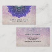 Carte De Visite Professeur de Yoga violet Aquarelle de Lotus (Devant / Derrière)