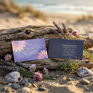 Carte De Visite Professeur de Yoga Violet Mandala Rose Gold