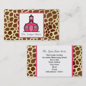 Carte De Visite Professeur d'école de rose d'impression de girafe (Devant / Derrière)