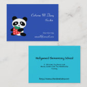Carte De Visite professeur d'école, panda, fraise (Devant / Derrière)