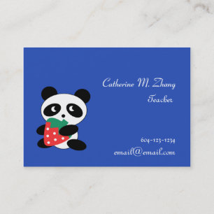 Carte De Visite professeur d'école, panda, fraise