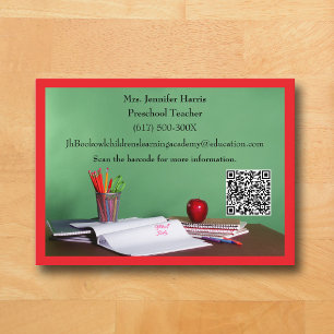 Carte De Visite Professeur d'école primaire code QR