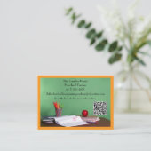 Carte De Visite Professeur d'école primaire Orange Code QR (Debout devant)