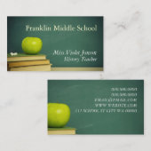Carte De Visite Professeur d'école tableau craie pomme (Devant / Derrière)