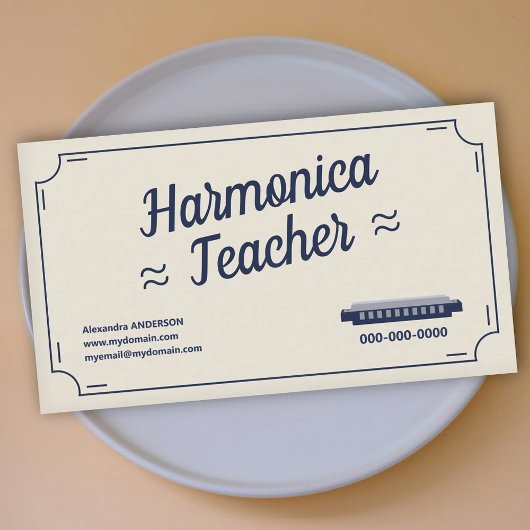 Carte De Visite Professeur d'harmonica - Vintage