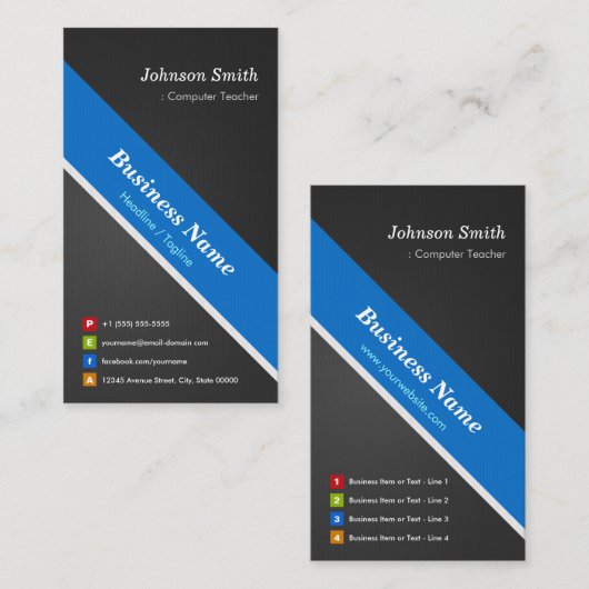 Carte De Visite Professeur d'informatique - Premium double face (Devant / Derrière)