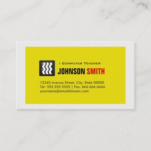 Carte De Visite Professeur d'informatique - Urbain jaune blanc (Devant)