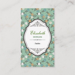 Carte De Visite Professeur - Elégant Vintage Floral
