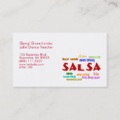 Carte De Visite Professeur ou danseur latin de danse de danse de (Dos)