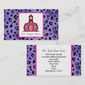 Carte De Visite Professeur pourpre d'école de rose d'empreinte de (Devant / Derrière)