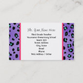 Carte De Visite Professeur pourpre d'école de rose d'empreinte de (Dos)