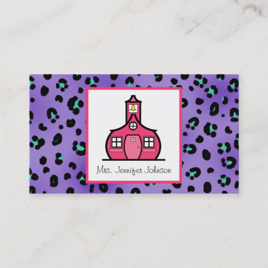 Carte De Visite Professeur pourpre d'école de rose d'empreinte de (Devant)