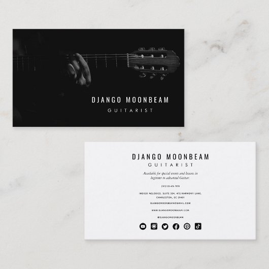 Carte De Visite Professeur professionnel de guitariste et de guita