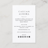 Carte De Visite Professeur Professionnel De Pianiste Et De Piano (Dos)