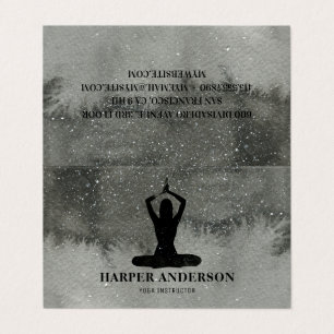 Carte De Visite Professeur professionnel de yoga noir en aquarelle